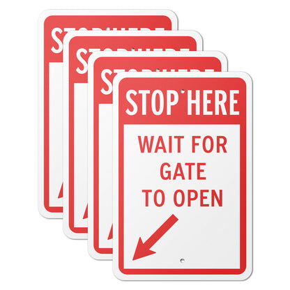 12 x 18in Gate Access Sign: Stop Here Wait for Gate to Open