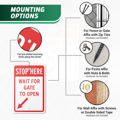 12 x 18in Gate Access Sign: Stop Here Wait for Gate to Open