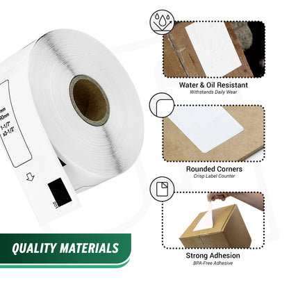 1.14 x 3.5in Drop-In Labels Roll: Brother Compatible DK-1201