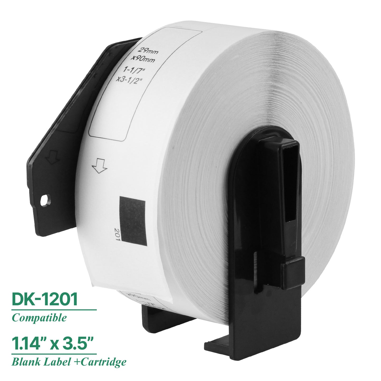 1.14 x 3.5in Drop-In Labels Roll with Cartridge: Brother Compatible DK-1201