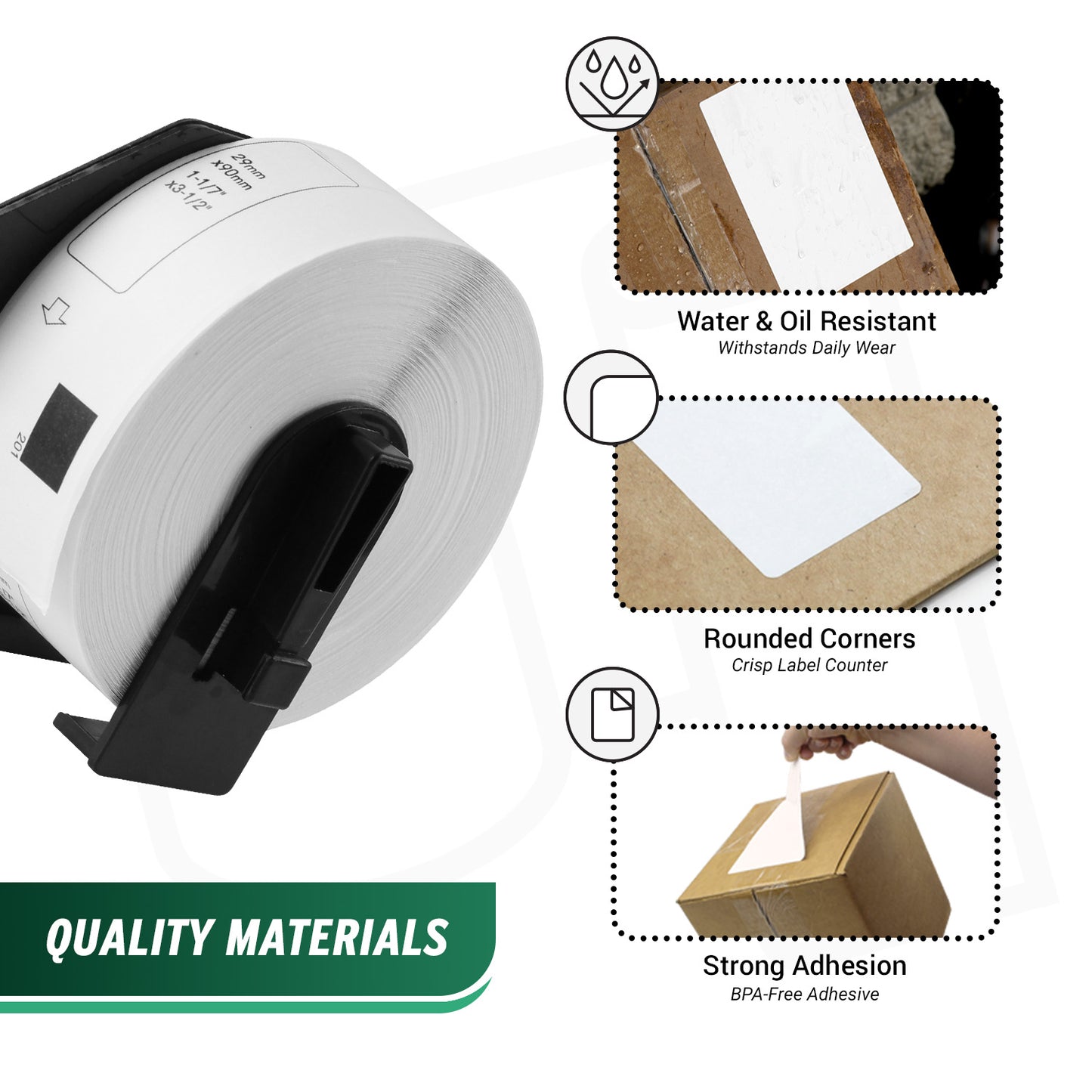 1.14 x 3.5in Drop-In Labels Roll with Cartridge: Brother Compatible DK-1201
