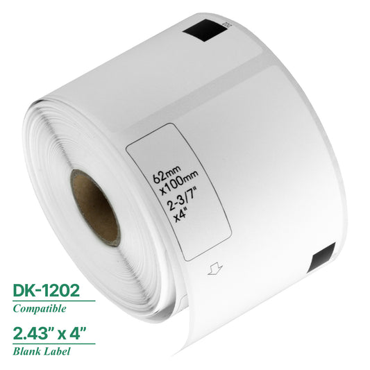 2.43 x 4in Drop-In Labels Roll: Brother Compatible DK-1202