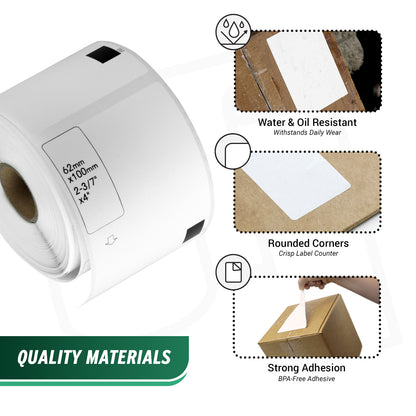2.43 x 4in Drop-In Labels Roll: Brother Compatible DK-1202