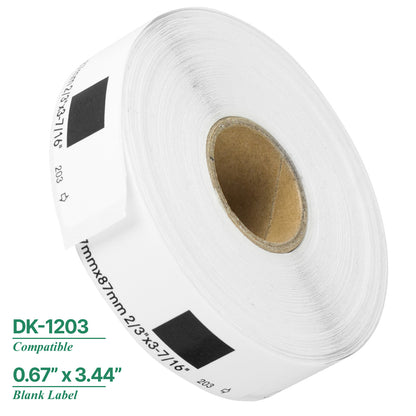 0.67 x 3.44in Drop-In Labels Roll: Brother Compatible DK-1203