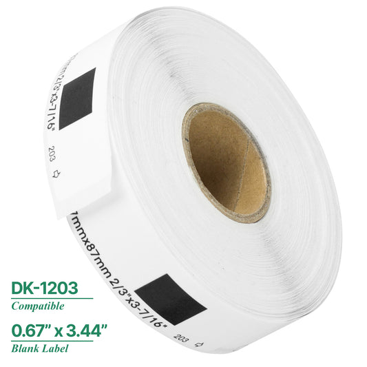 0.67 x 3.44in Drop-In Labels Roll: Brother Compatible DK-1203