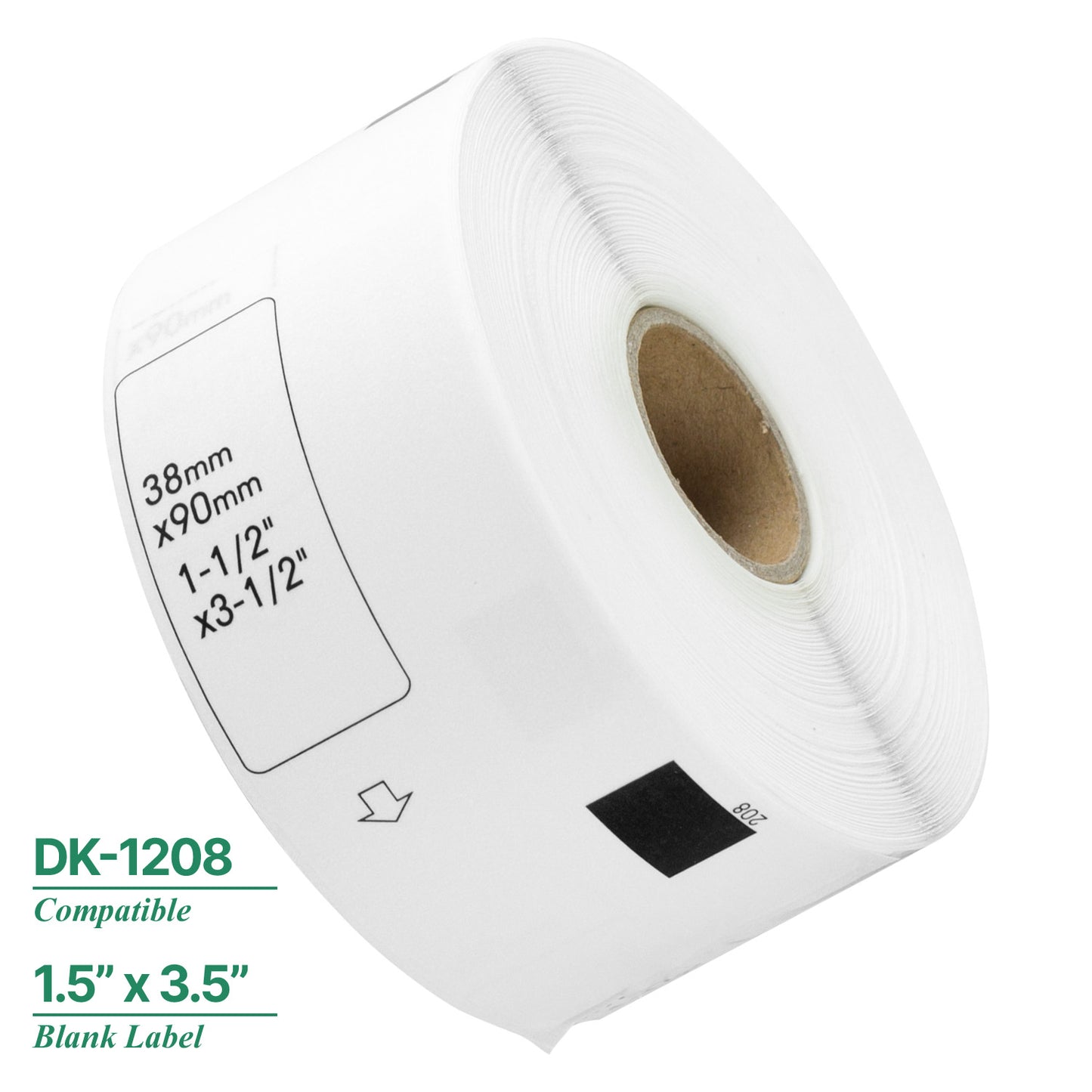 1.5 x 3.5in Drop-In Labels Roll: Brother Compatible DK-1208
