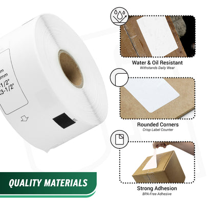 1.5 x 3.5in Drop-In Labels Roll: Brother Compatible DK-1208
