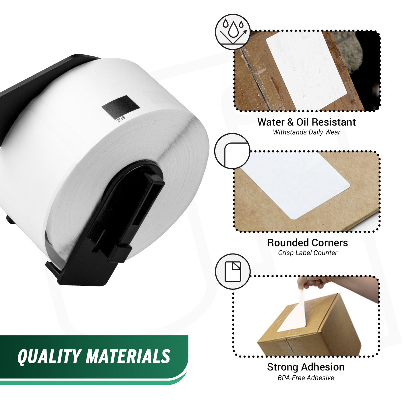 1.5 x 3.5in Drop-In Label Rolls with Cartridge: Brother Compatible DK-1208