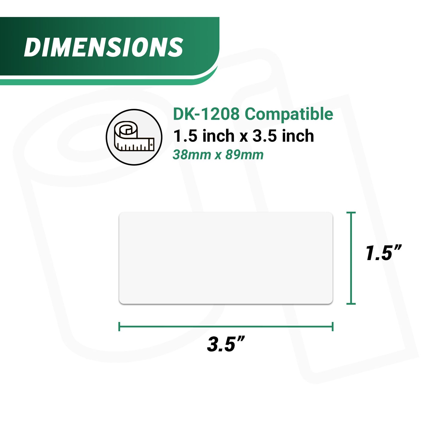 1.5 x 3.5in Drop-In Label Rolls with Cartridge: Brother Compatible DK-1208