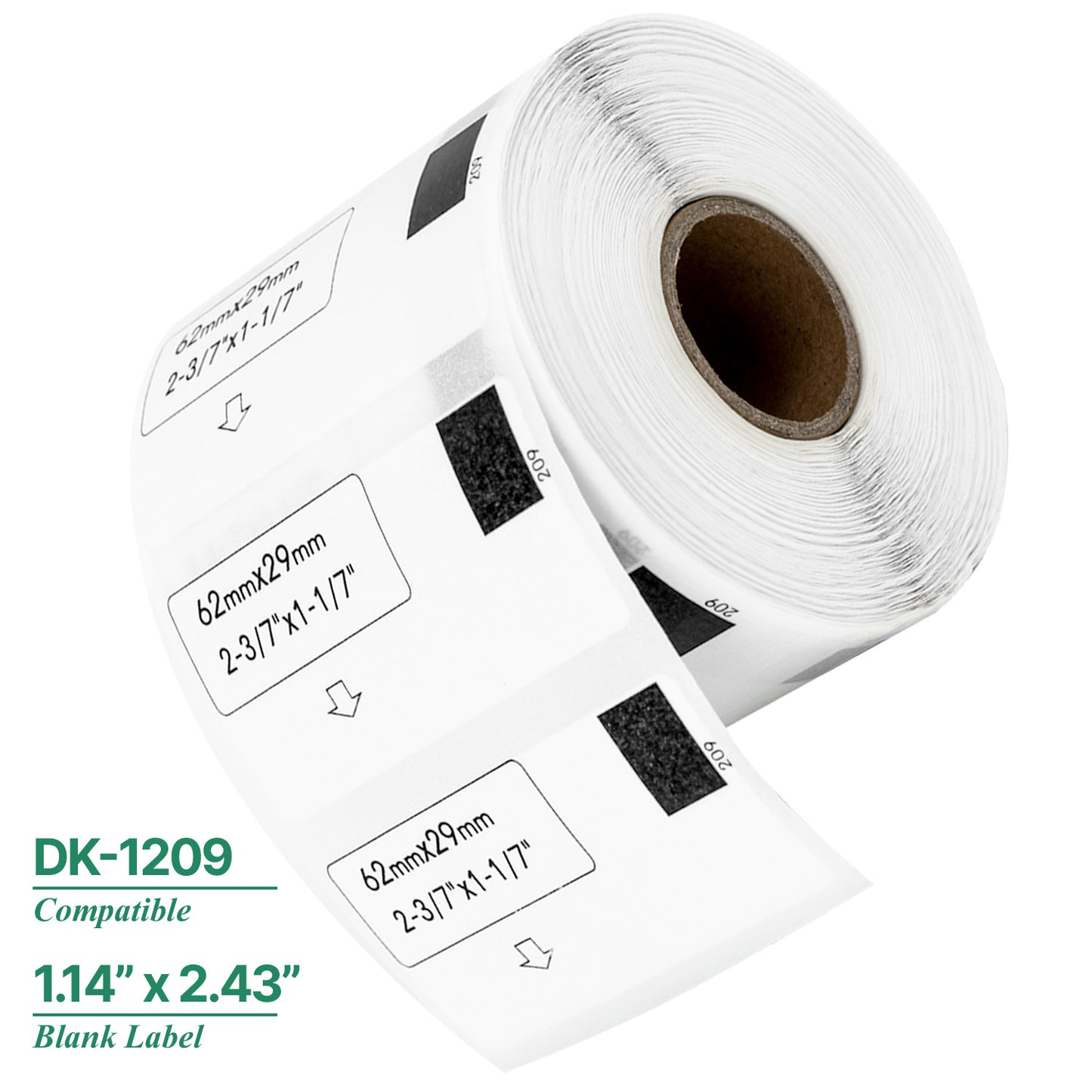1.14 x 2.43in Drop-In Labels Roll: Brother Compatible DK-1209