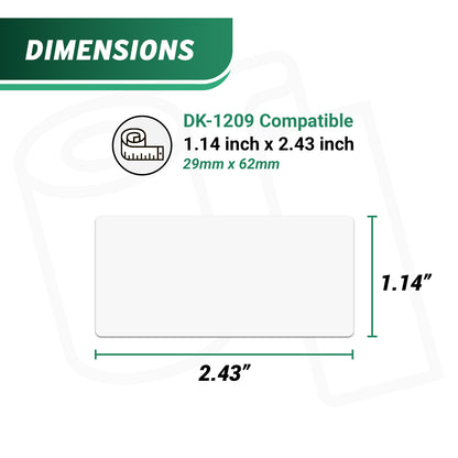 1.14 x 2.43in Drop-In Labels Roll: Brother Compatible DK-1209