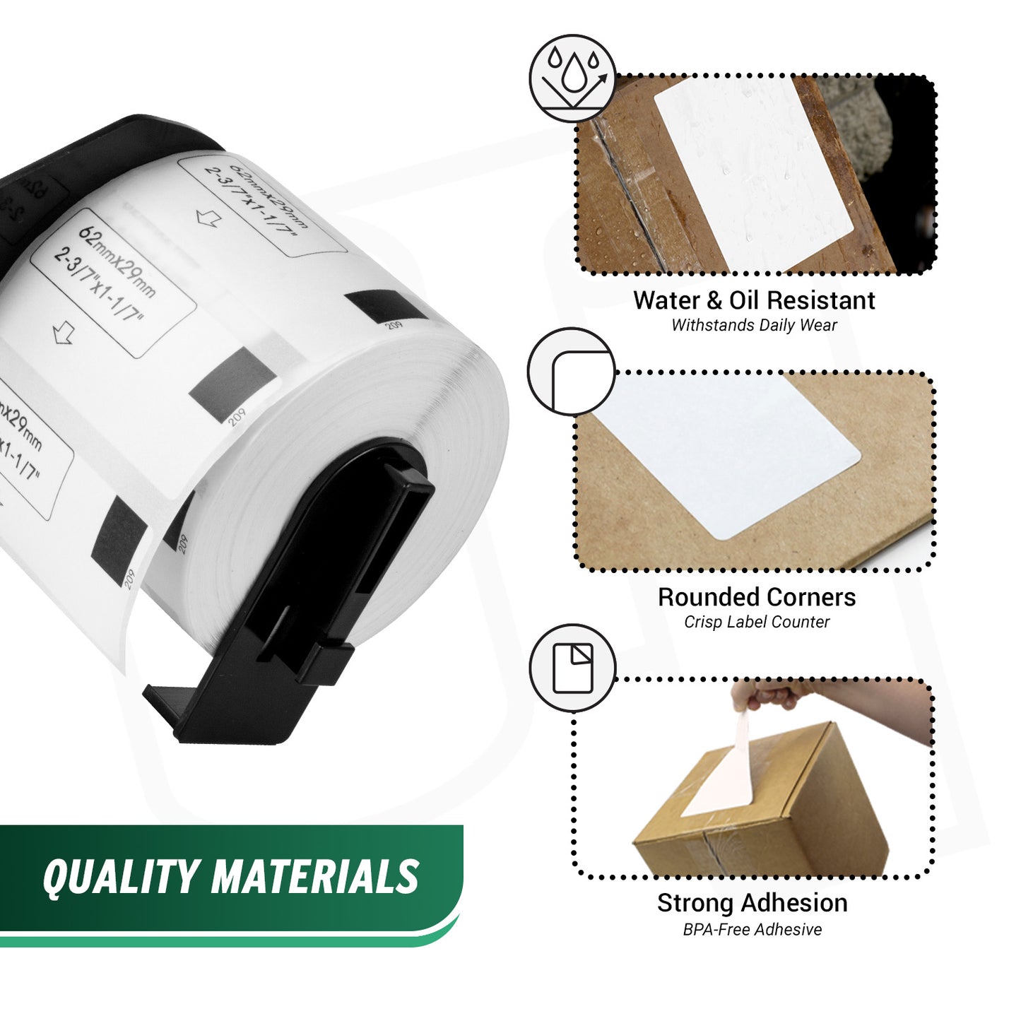 1.14 x 2.43in Drop-In Label Rolls with Cartridge: Brother Compatible DK-1209
