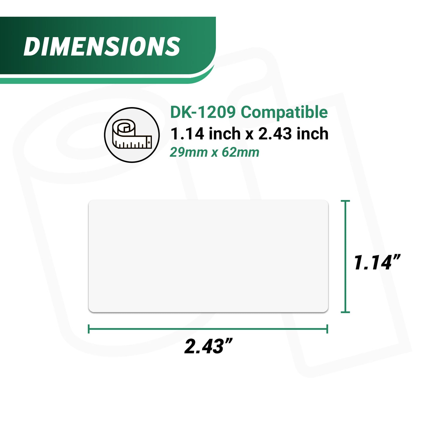 1.14 x 2.43in Drop-In Label Rolls with Cartridge: Brother Compatible DK-1209
