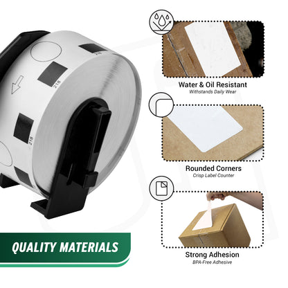 1in Round Drop-In Labels Roll with Cartridge: Brother Compatible DK-1218