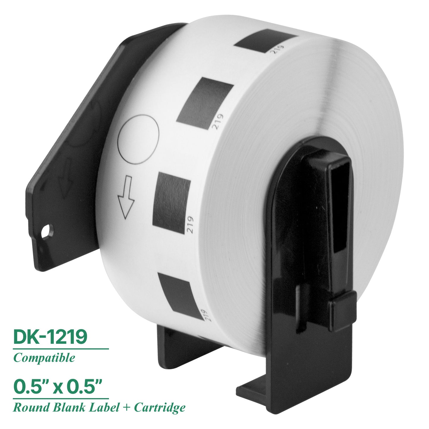 0.5in Drop-In Roll Round Labels with Cartridge: Brother Compatible DK-1219