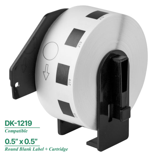 0.5in Drop-In Roll Round Labels with Cartridge: Brother Compatible DK-1219