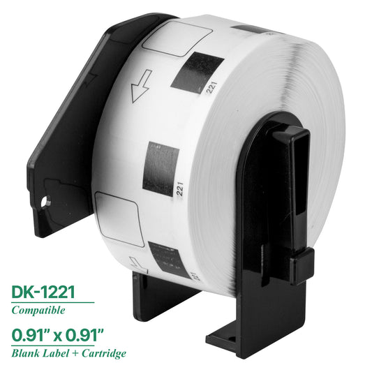 0.91 x 0.91in Drop-In Labels Roll with Cartridge: Brother Compatible DK-1221