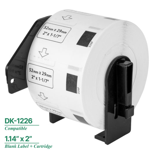 1.14 x 2in Drop-In Labels Roll with Cartridge: Brother Compatible DK-1226