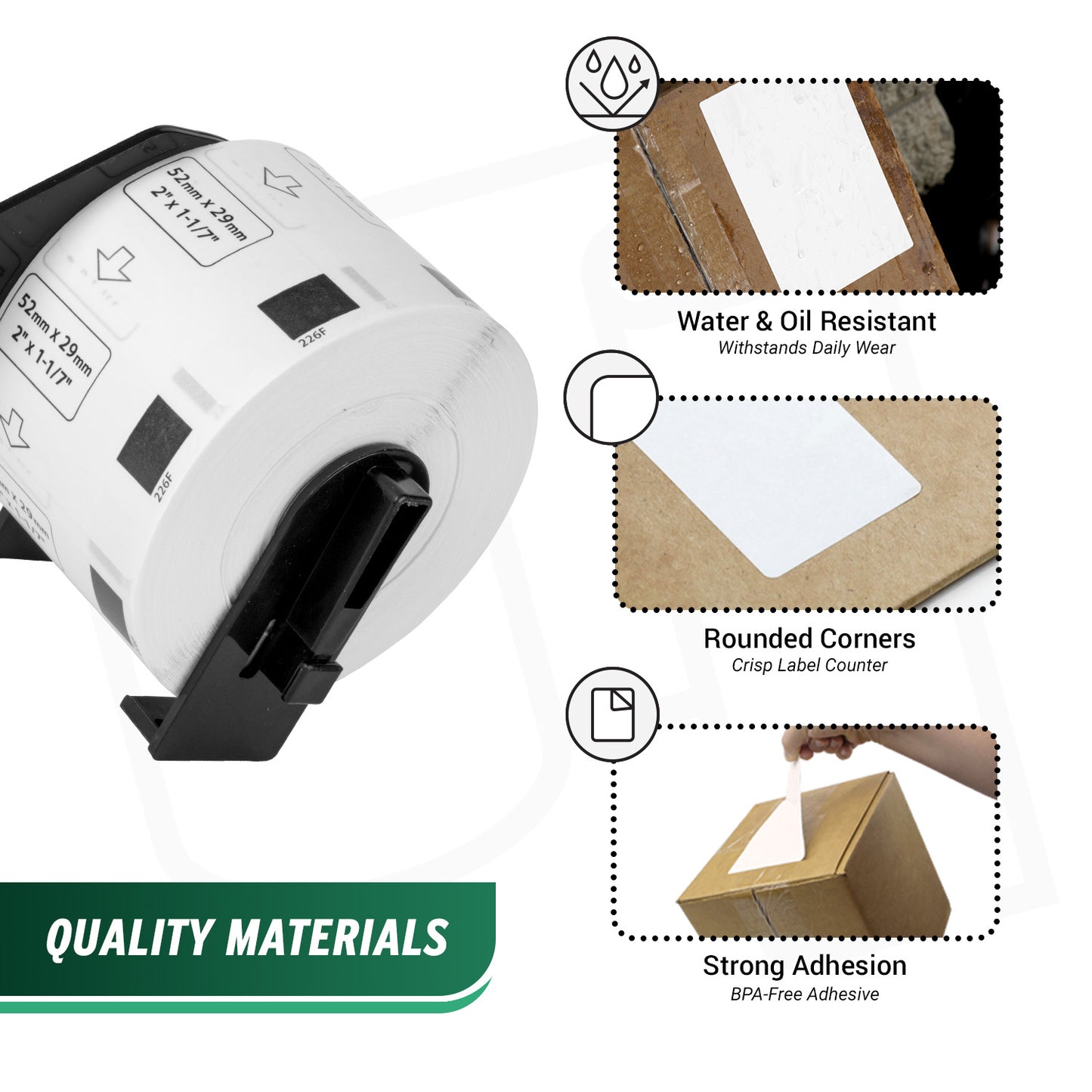 1.14 x 2in Drop-In Labels Roll with Cartridge: Brother Compatible DK-1226