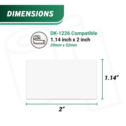 1.14 x 2in Drop-In Labels Roll with Cartridge: Brother Compatible DK-1226