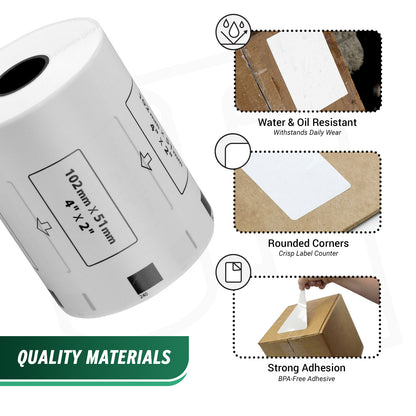 4 x 2in Drop-In Labels Roll: Brother Compatible DK-1240 BPA-Free