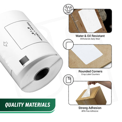 4 x 6in Drop-In Labels Roll: Brother Compatible DK-1241 BPA-Free