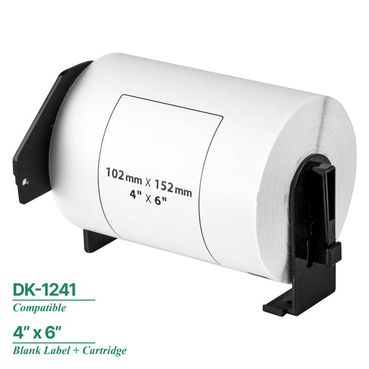 4 x 6in Drop-In Labels Roll with Cartridge: Brother Compatible DK-1241
