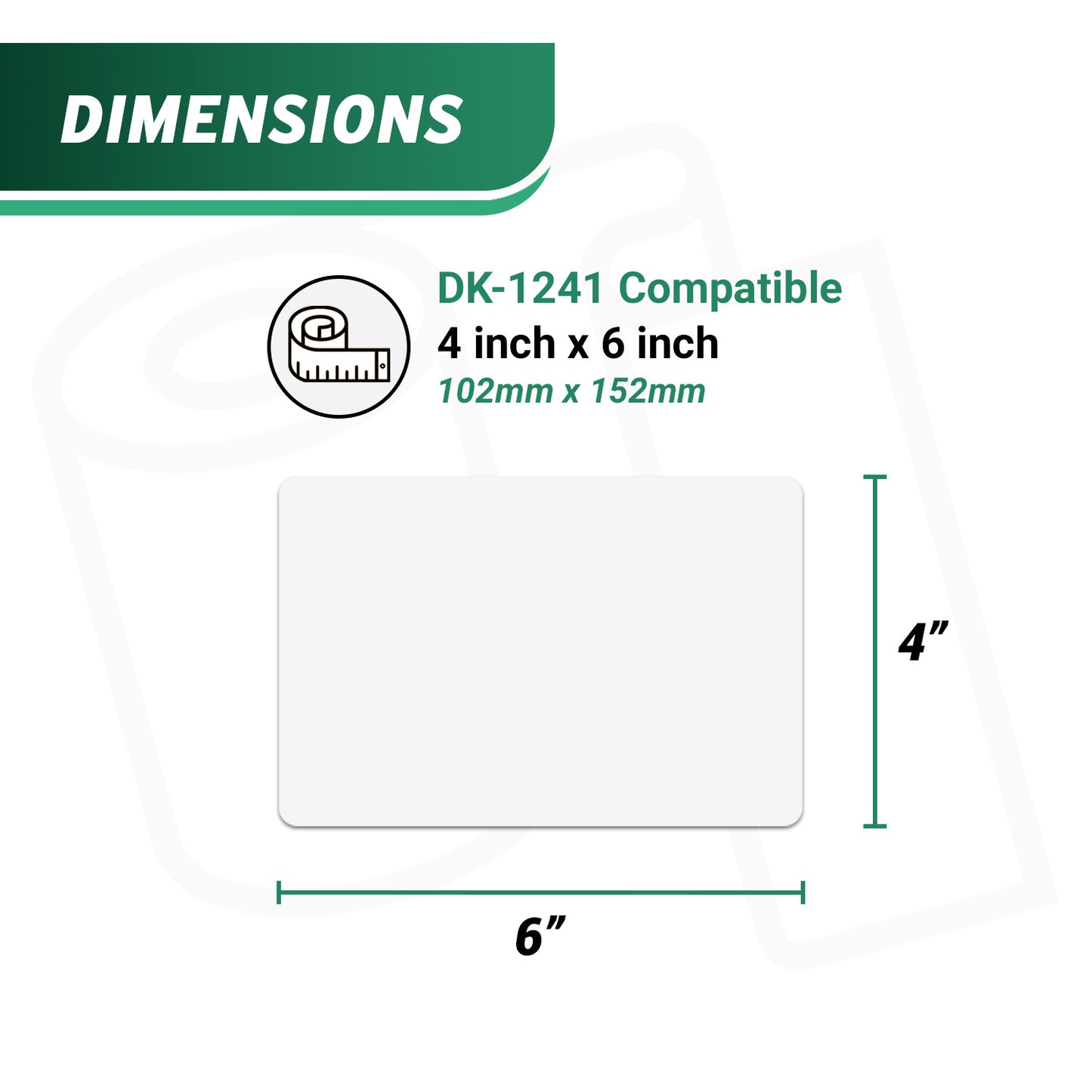 4 x 6in Drop-In Labels Roll with Cartridge: Brother Compatible DK-1241