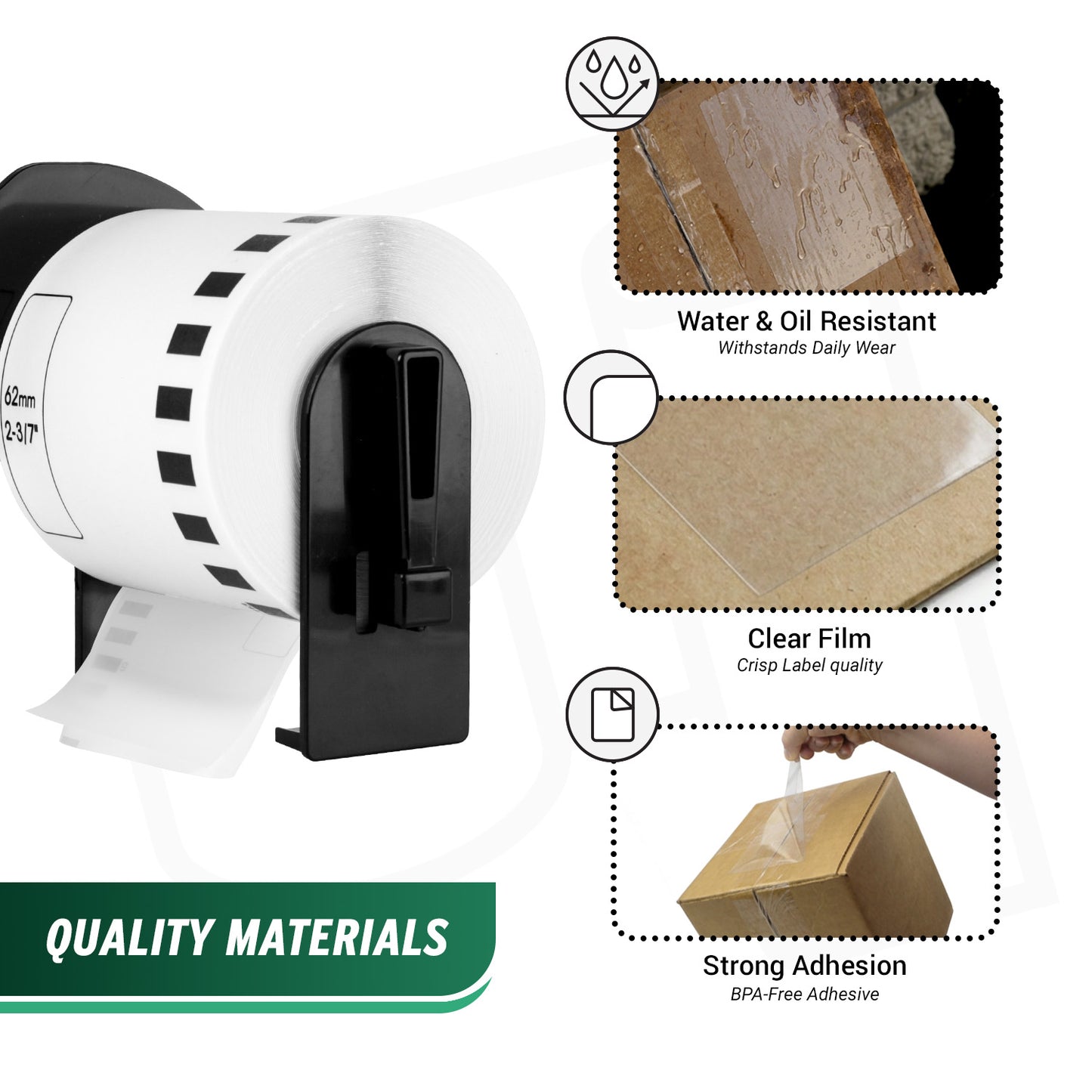 2.4in x 50ft Continuous Film Labels: Brother Compatible DK-2113 Permanent Cartridge