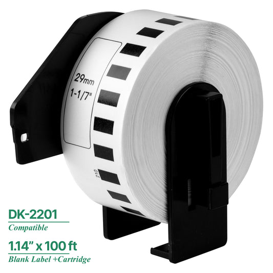 1.14in x 100ft Continuous Film Labels with Cartridge: Brother Compatible DK-2210
