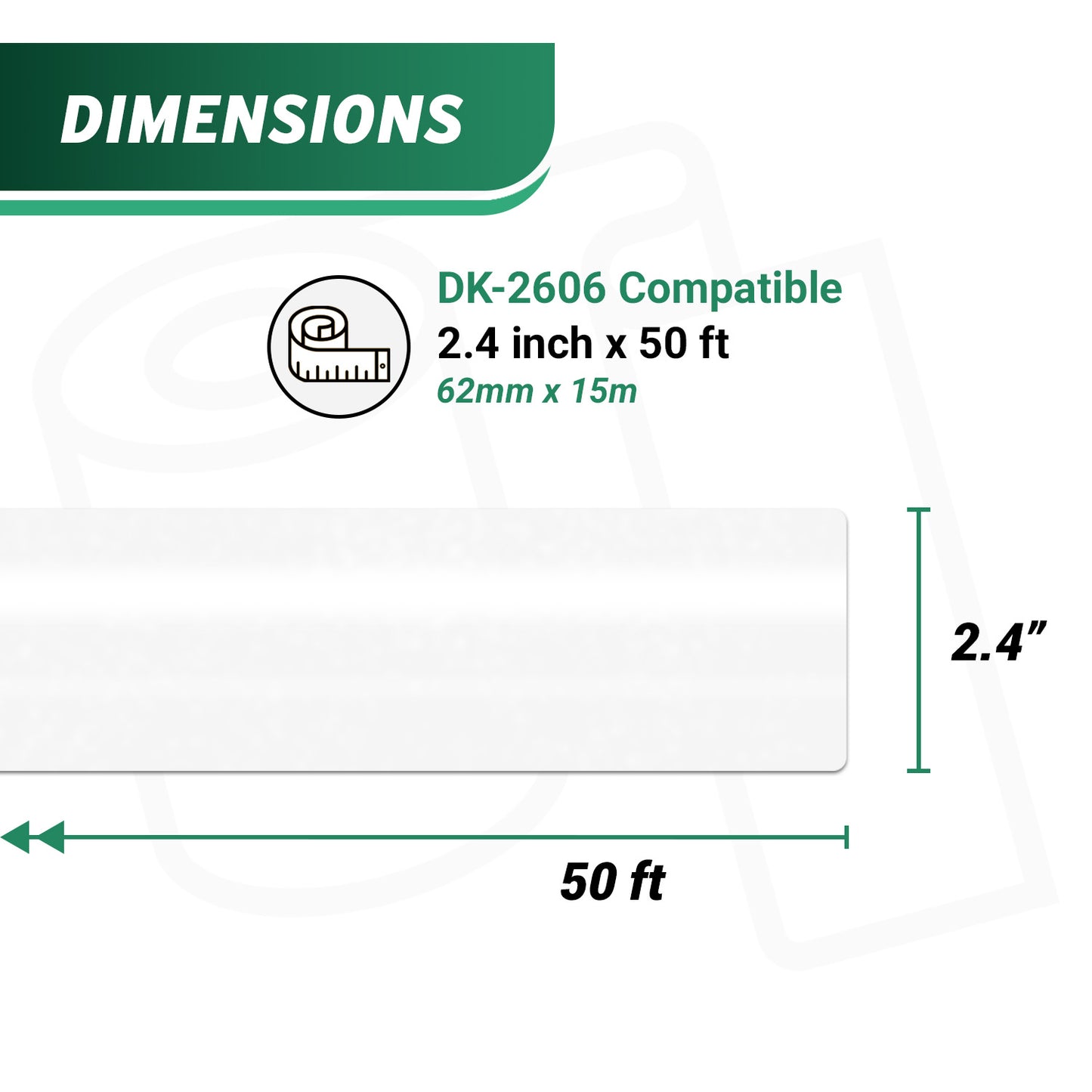 2.4in x 50ft Continuous Roll Labels with Cartridge: Brother Compatible DK-2212
