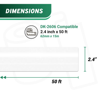 2.4in x 50ft Continuous Roll Labels with Cartridge: Brother Compatible DK-2212