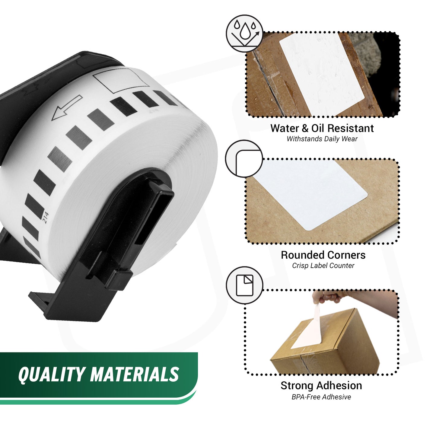 0.5in x 100ft Continuous Roll Labels with Cartridge: Brother Compatible DK-2214