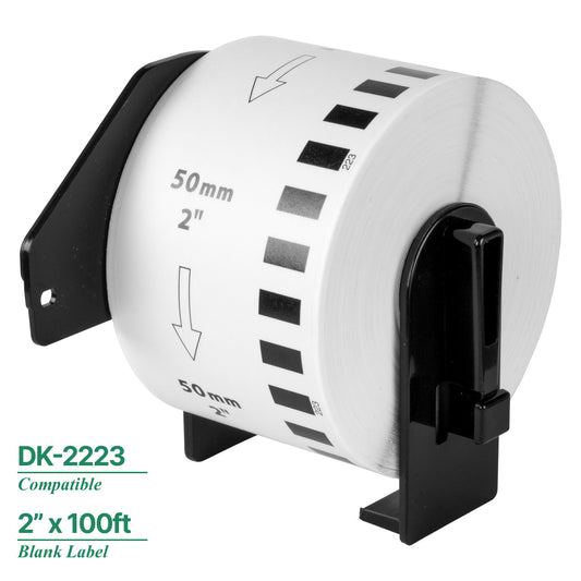 1.9in x 100ft Continuous Labels Roll with Cartridge: Brother Compatible DK-2223