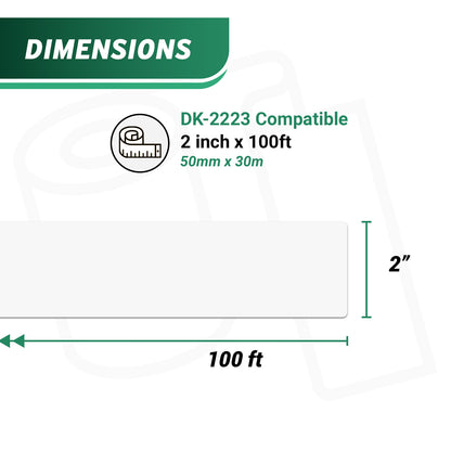 1.9in x 100ft Continuous Labels Roll with Cartridge: Brother Compatible DK-2223