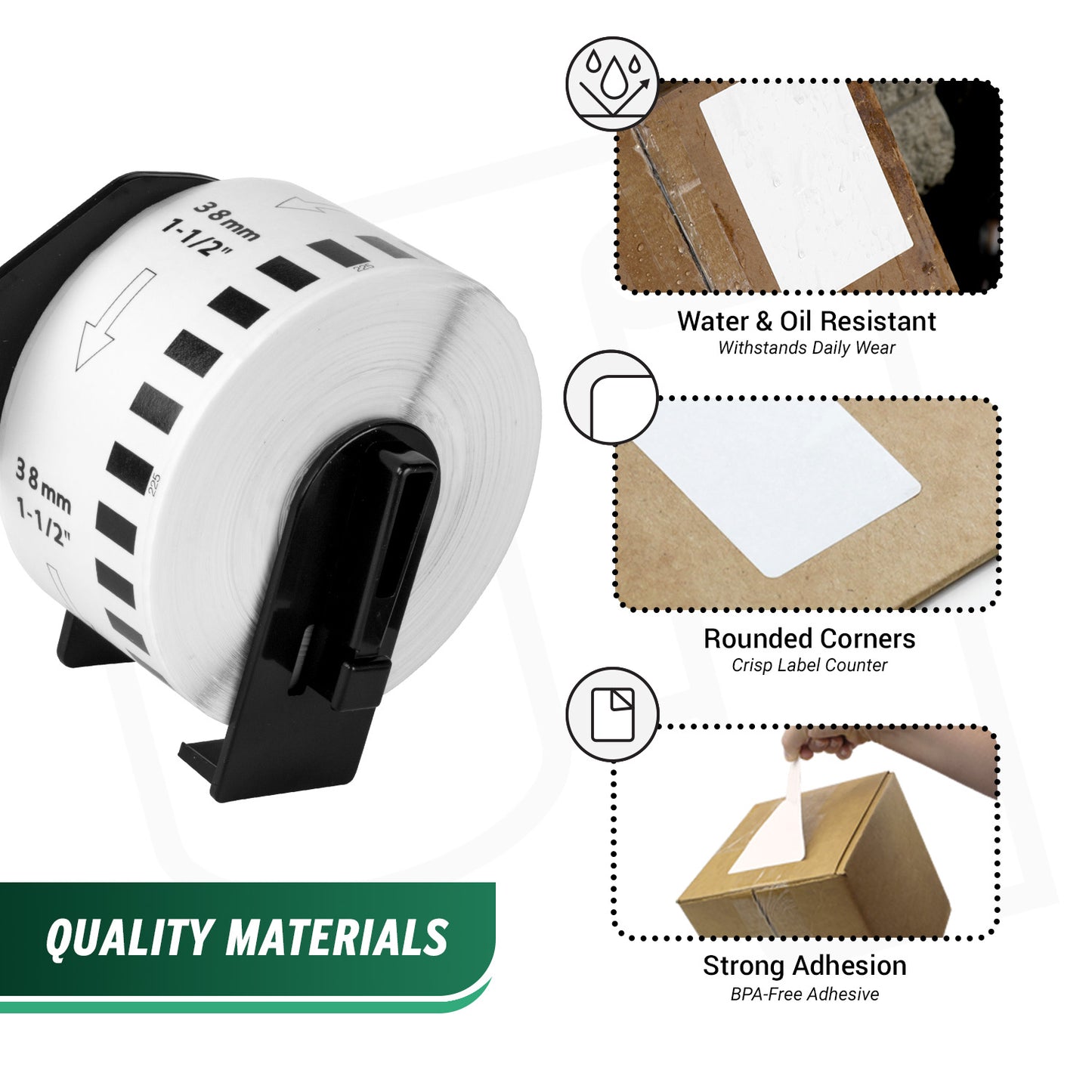 1.5in x 100ft Continuous Labels Roll with Cartridge: Brother Compatible DK-2225
