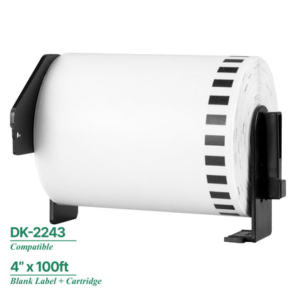 4in x 100ft Continuous Labels Roll with Cartridge: Brother Compatible DK-2243