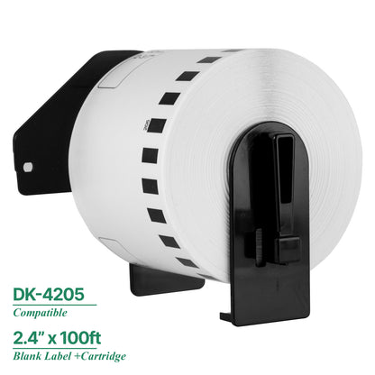 2.4in x 100ft Continuous Film Labels with Cartridge: Brother Compatible DK-4205 Removable