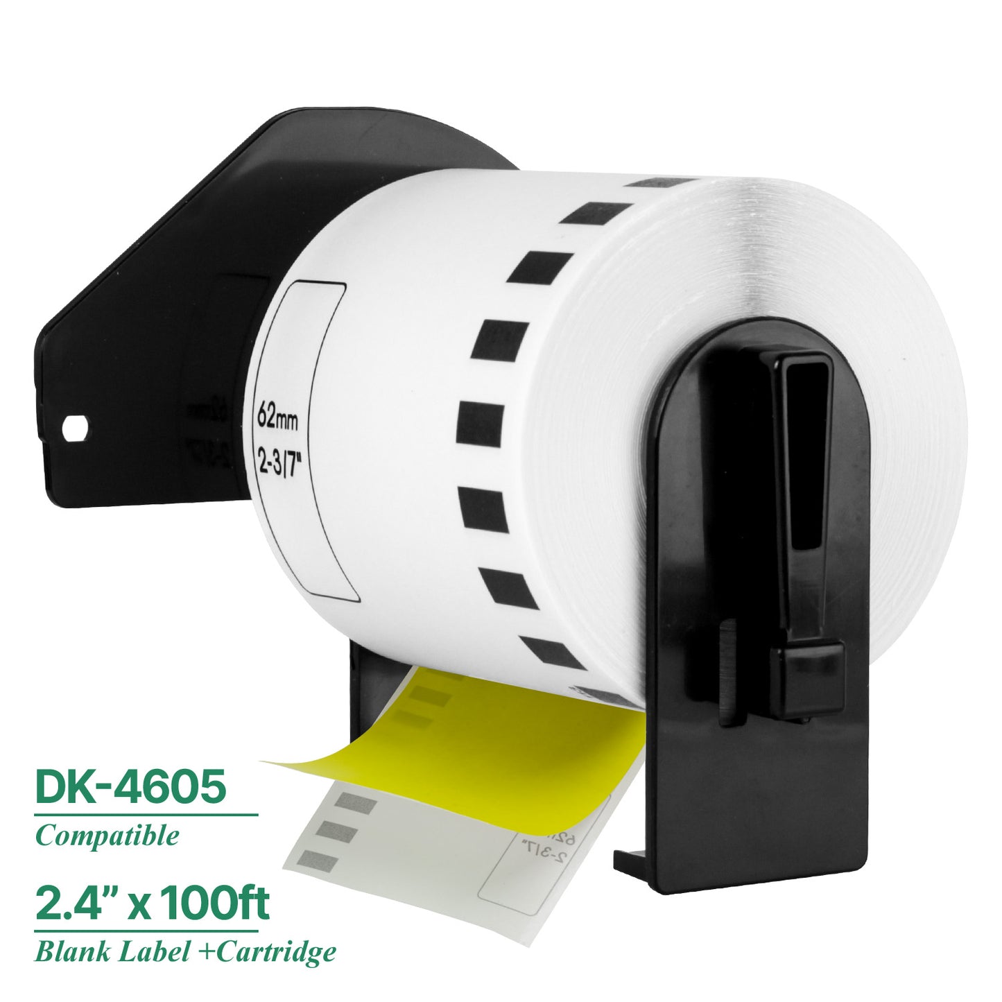 2.4in x 100ft Continuous Yellow Film Labels with Cartridge: Brother Compatible DK-4605