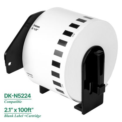 2.1in x 100ft Non-Adhesive Paper Labels with Cartridge: Brother Compatible DKN-5224
