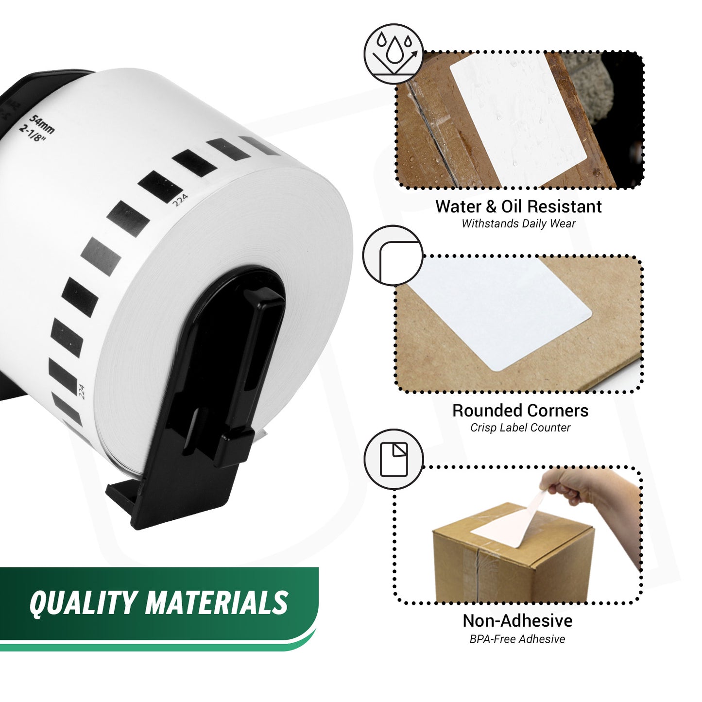 2.1in x 100ft Non-Adhesive Paper Labels with Cartridge: Brother Compatible DKN-5224