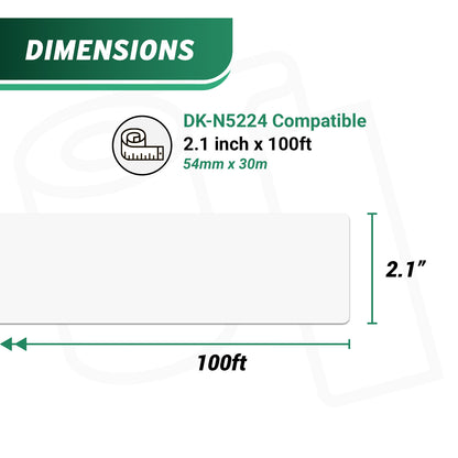 2.1in x 100ft Non-Adhesive Paper Labels with Cartridge: Brother Compatible DKN-5224