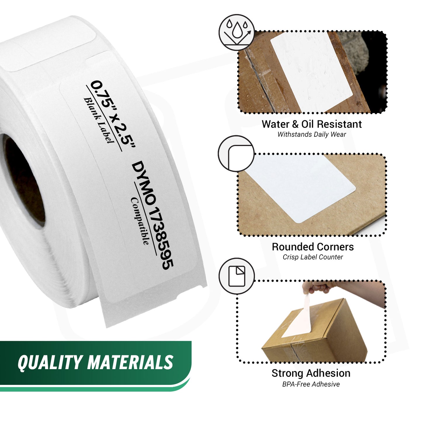 0.75 x 2.5in Shipping Labels: Dymo Compatible 1933085 Plastic Poly