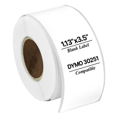1.13 x 3.5in Address Labels: Dymo Compatible 30251 Bright White