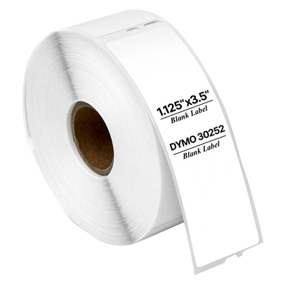 1.13 x 3.5in Address Labels: Dymo Compatible 30252 Bright White