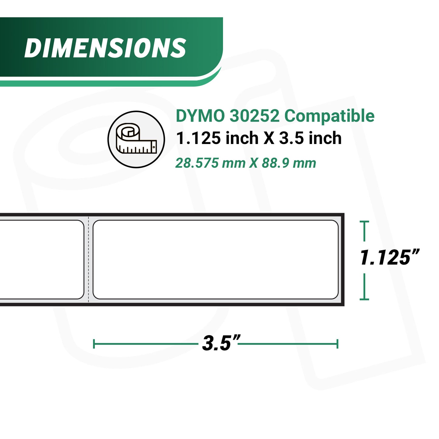 1.13 x 3.5in Address Labels: Dymo Compatible 30252 Bright White