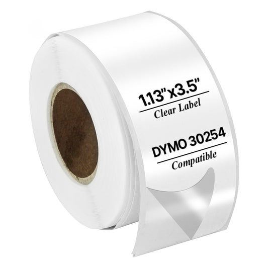 1.13 x 3.5in Translucent Address Labels: Dymo Compatible 30254 Clear-Frosted