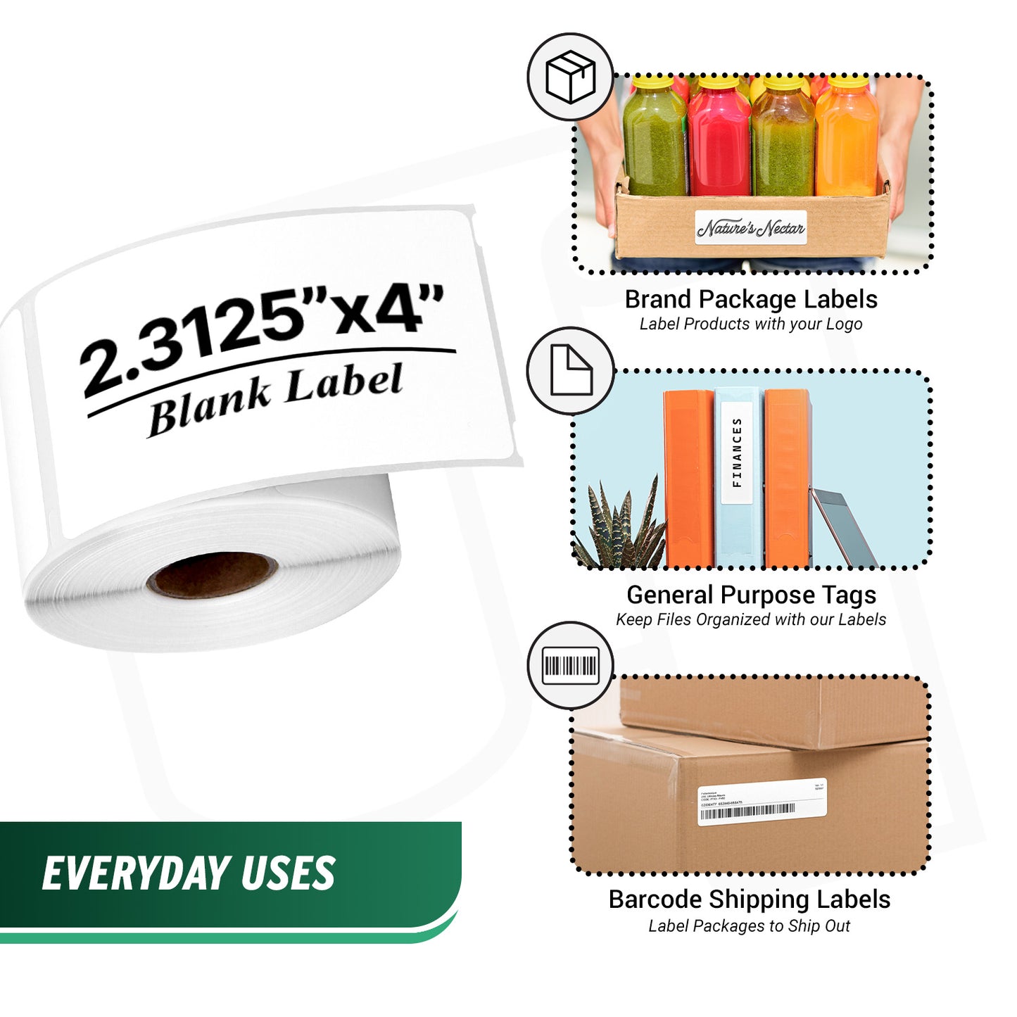 2.3125 x 4in Blank Label: DYMO 30256 Printer Compatible (27 Rolls)