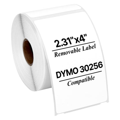 2.31 x 4in Removable Shipping Labels: Dymo Compatible 30256R Bright White