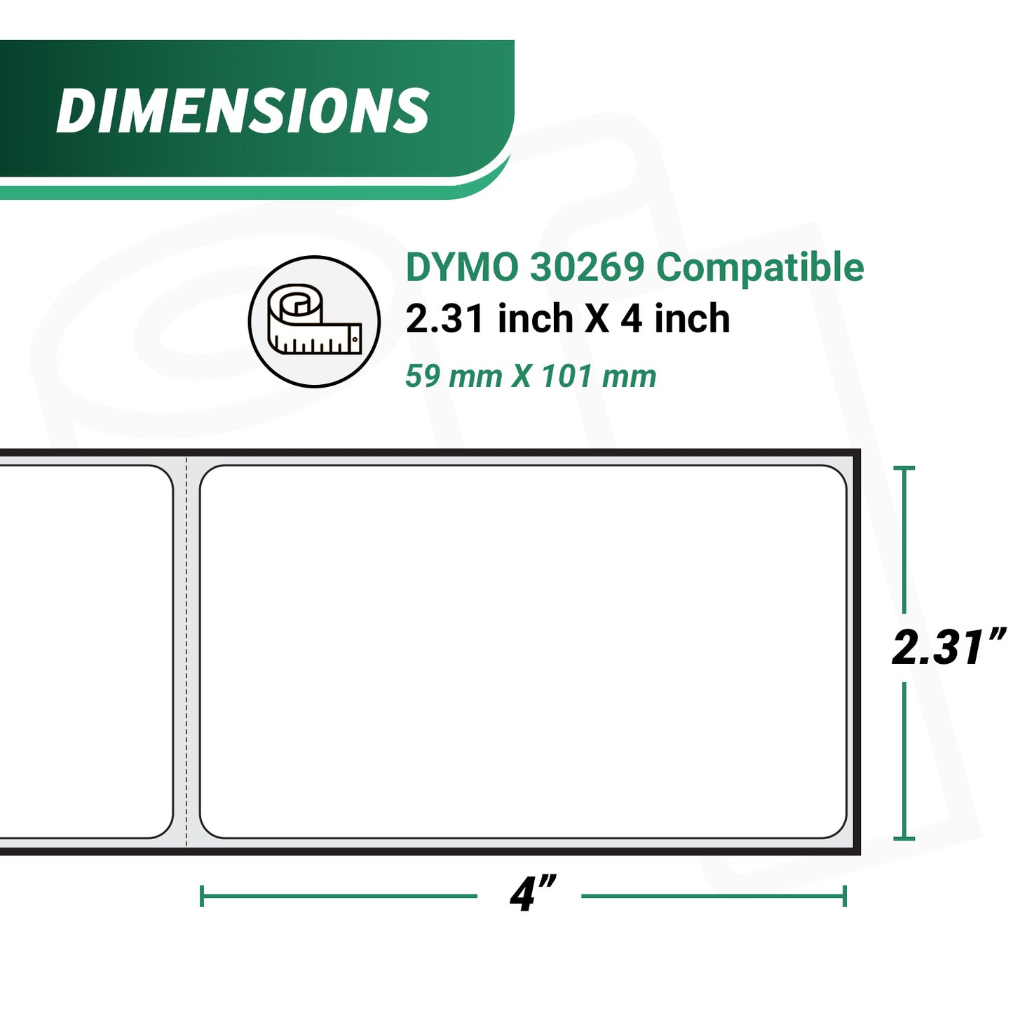 2.31 x 4in Translucent Shipping Labels: Dymo Compatible 30269 Clear-Frosted